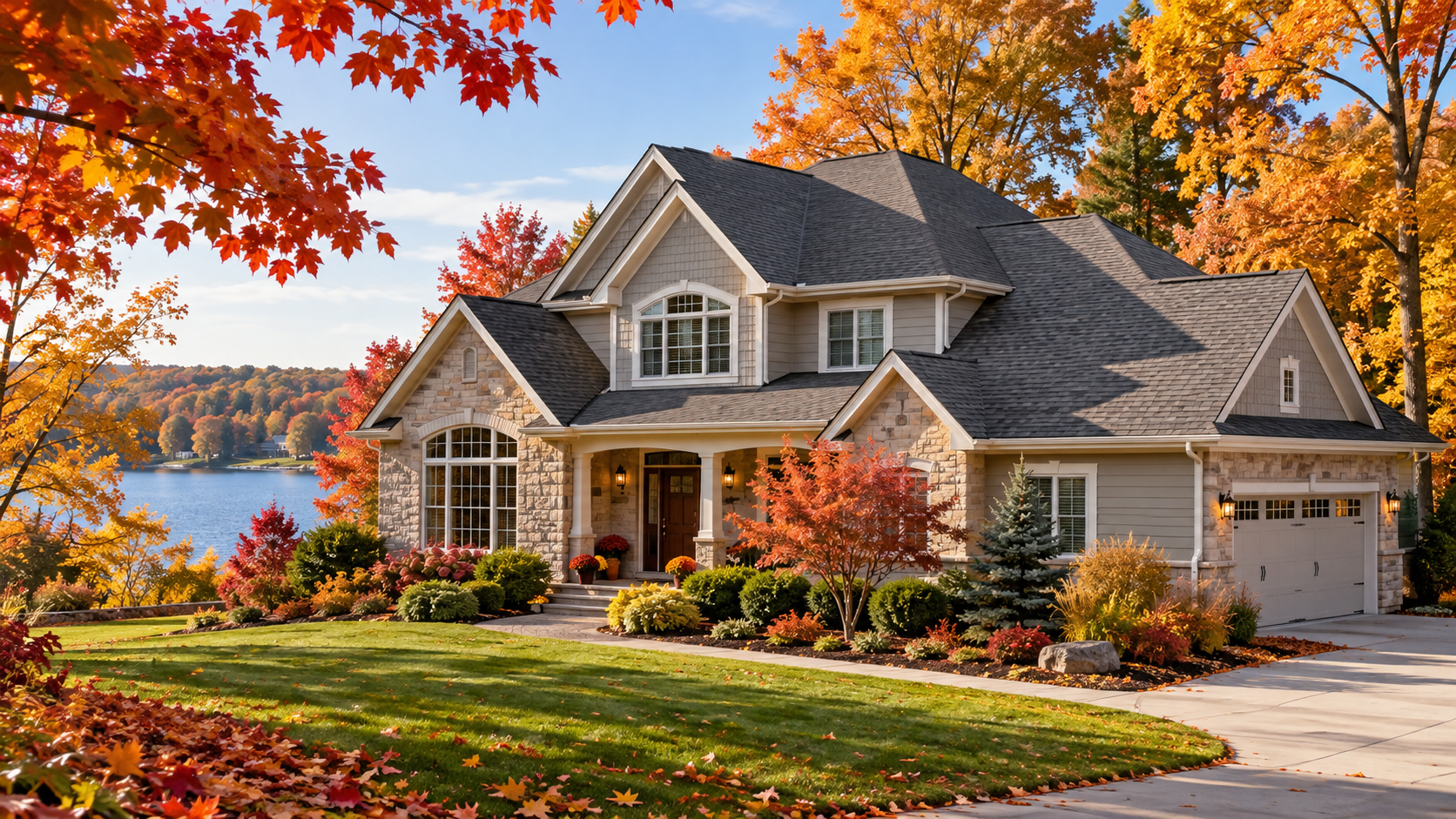 Residential roof inspection before winter in Milford, Michigan.